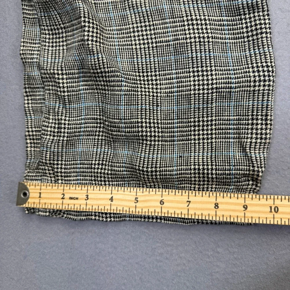 Reformation 100% Linen Wide Leg Plaid Pants‎ Black White Blue Size 2 High Rise